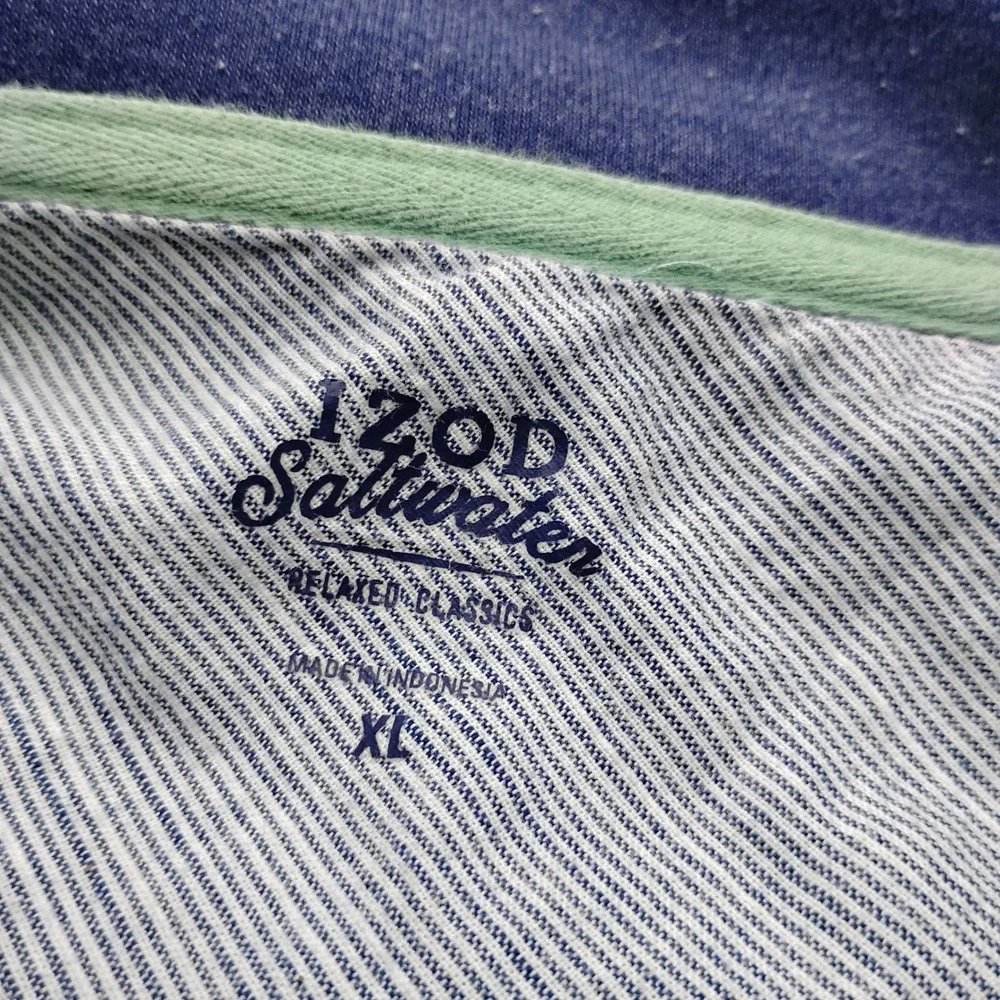 IZOD Saltwater Mens XL Mint Green Quarter Zip Pullover Sweatshirt Relaxed